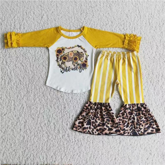 promotion RTS 6 A0-3 Yellow Heifer Striped Print Set