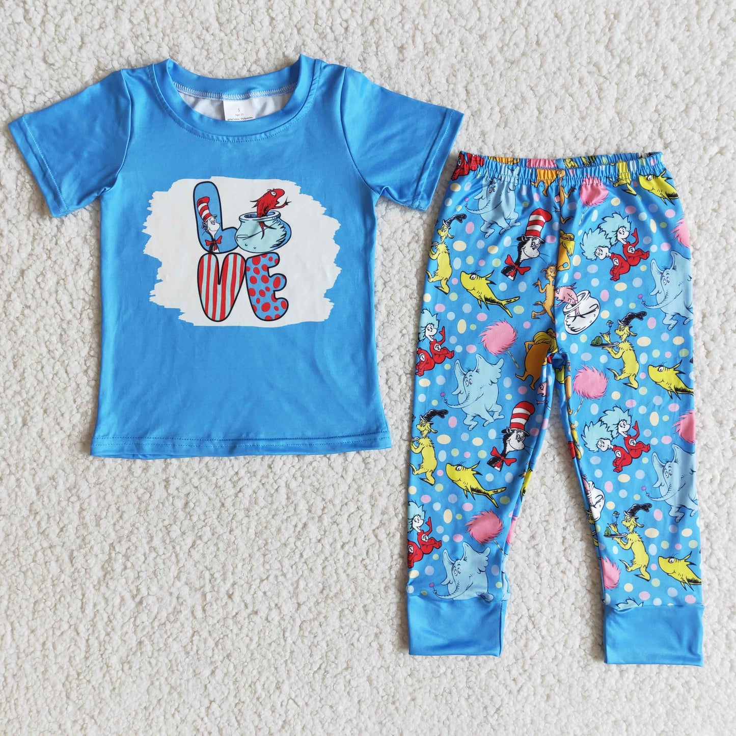 Clearance E6-28 Blue Bleach Design Cat Hat Dr Boys Short Sleeve Pants Outfits