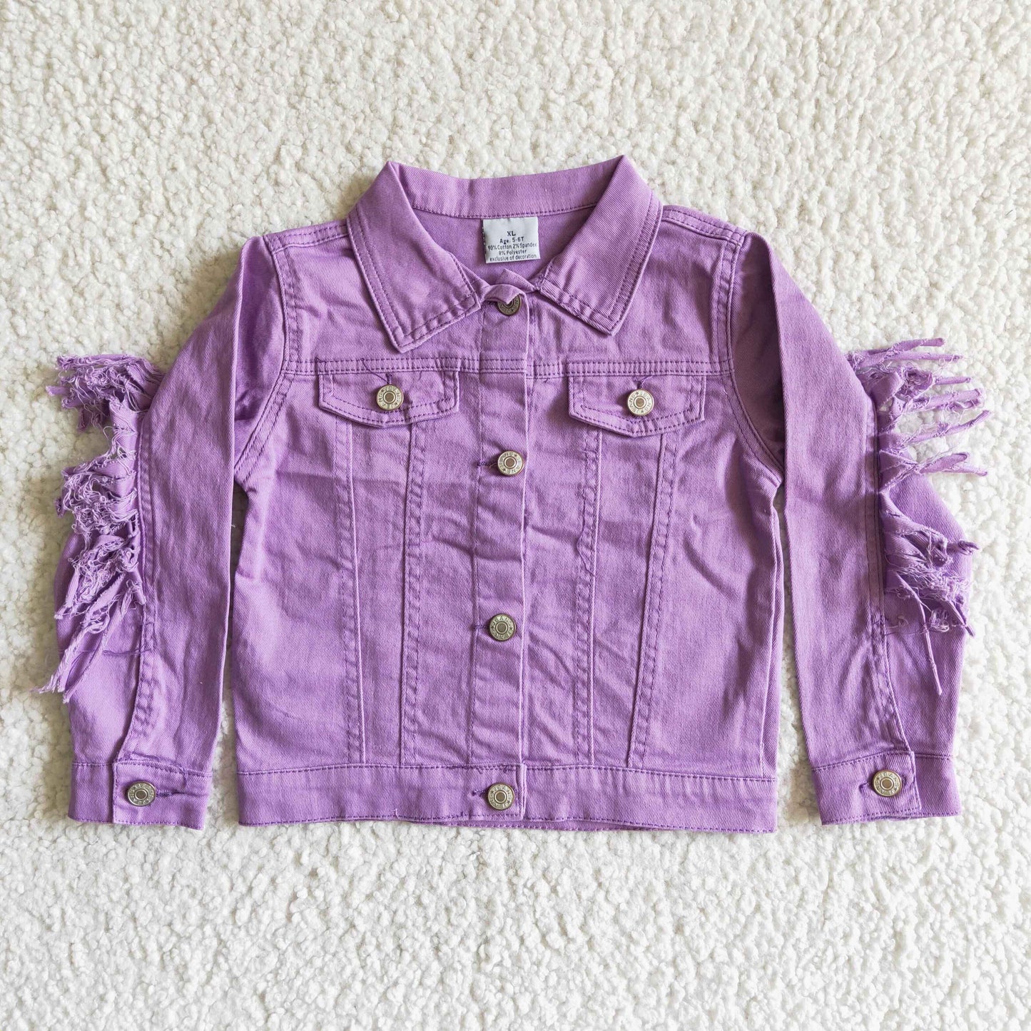6 A32-19 Purple Long Sleeve Tassels Denim Jacket SHIPPED from US RTS Free Shipping Over 2KG