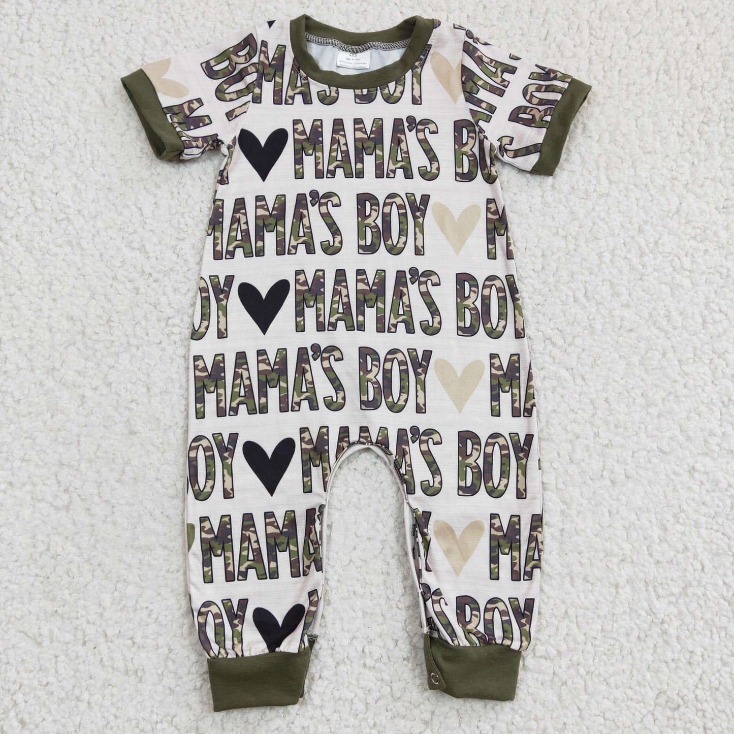 SR0134 Valentine Green Mama's Boy Love Boys Short Sleeve Romper