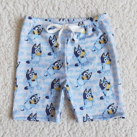 E10-28 Boys Blue Dog Cartoon  Swimming Trunks