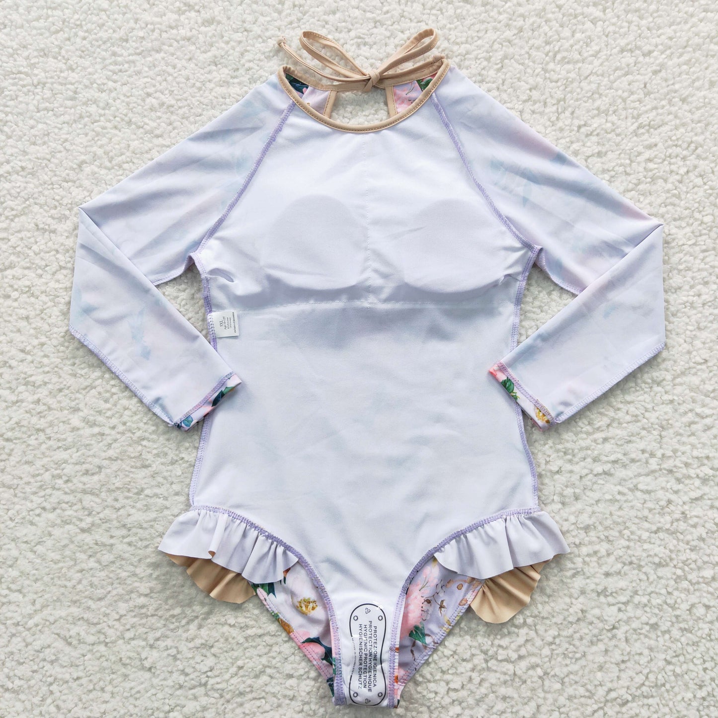 S0085 Pink Purple Floral Girls Swimming Bathing Suits Swimsuits