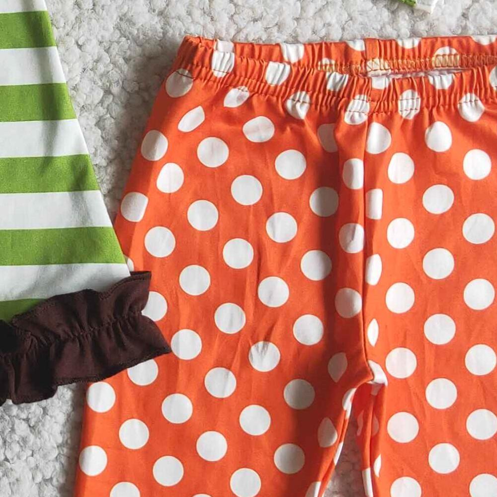 Embroidery Pumpkin Striped Print Casual Tunic Fall Dots Legging Pants Sets
