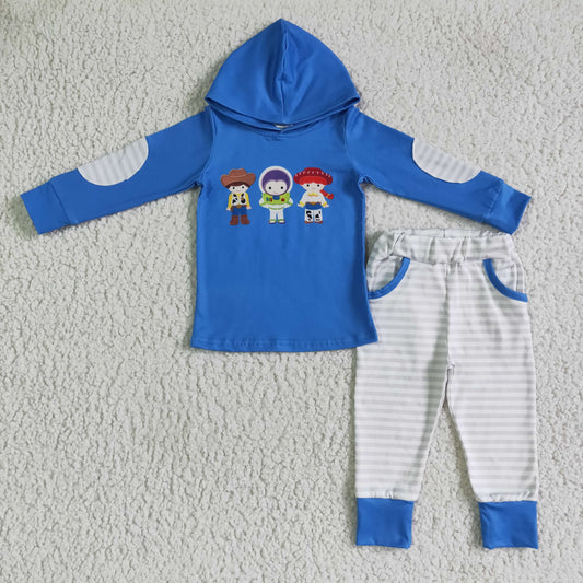 promotion BLP0099 Toy Cowboy Blue Cartoon Boys Long Sleeve Hoodies Outfits