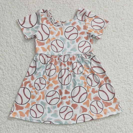 promotion RTS GSD0249 Green Softball Baseball Leopard Girls Short Sleeve Dresses