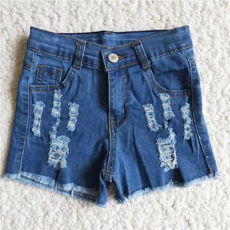 B6-2 Blue Baby Girls Short Summer Denim Jeans SHIPPED from US RTS Free Shipping Over 2KG