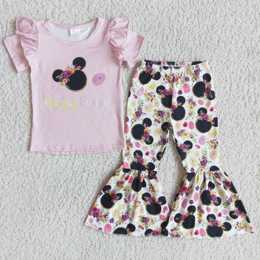 promotion RTS D7-3 Happy Easter Pink Cartoon Girls Outfits