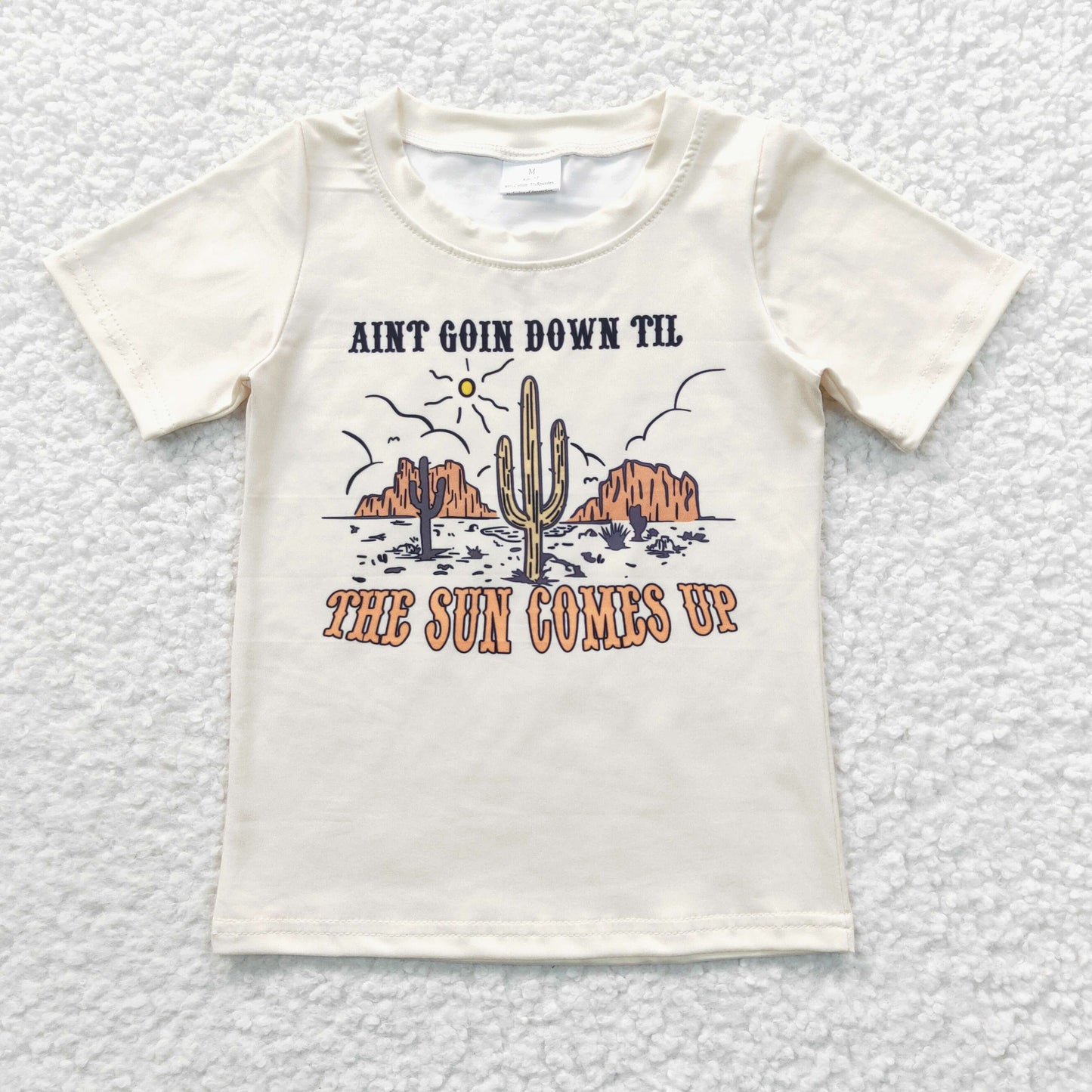 GT0160 The Sun Comes Up Cactus Western Girls Short Sleeve Top T-shirts