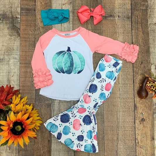 Hot Sale Pumpkin Baby Girls Casual Fall Kids Outfits