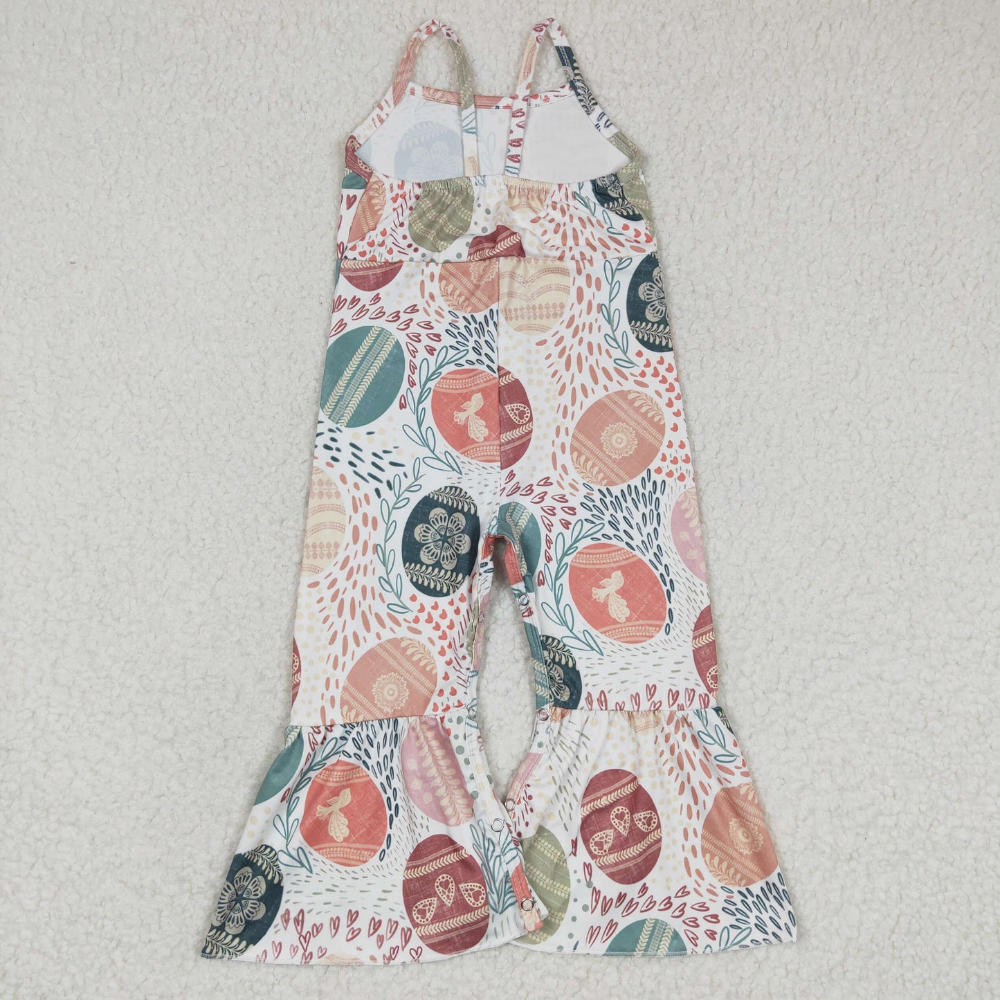 SR0205 Easter Pink Rabbit Egg Girls Sleeveless Jumpsuit Overall Pants