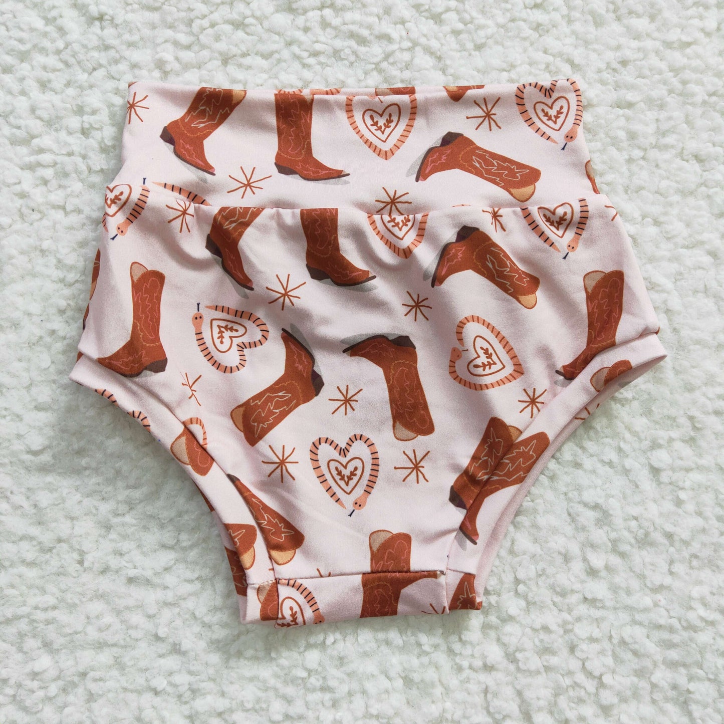 SS0045 Pink Cowboy Boots Love Western Girls Bummies Shorts