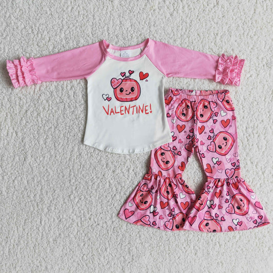 Clearance 6 A25-20 Valentine Pink Long Sleeve Melon Baby Girls Set