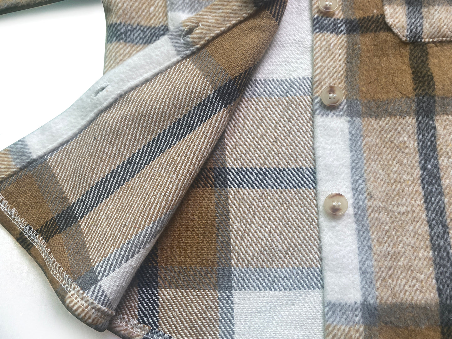 BT0062 Brown Plaid Boys Long Sleeve Top Winter Collar T-Shirts