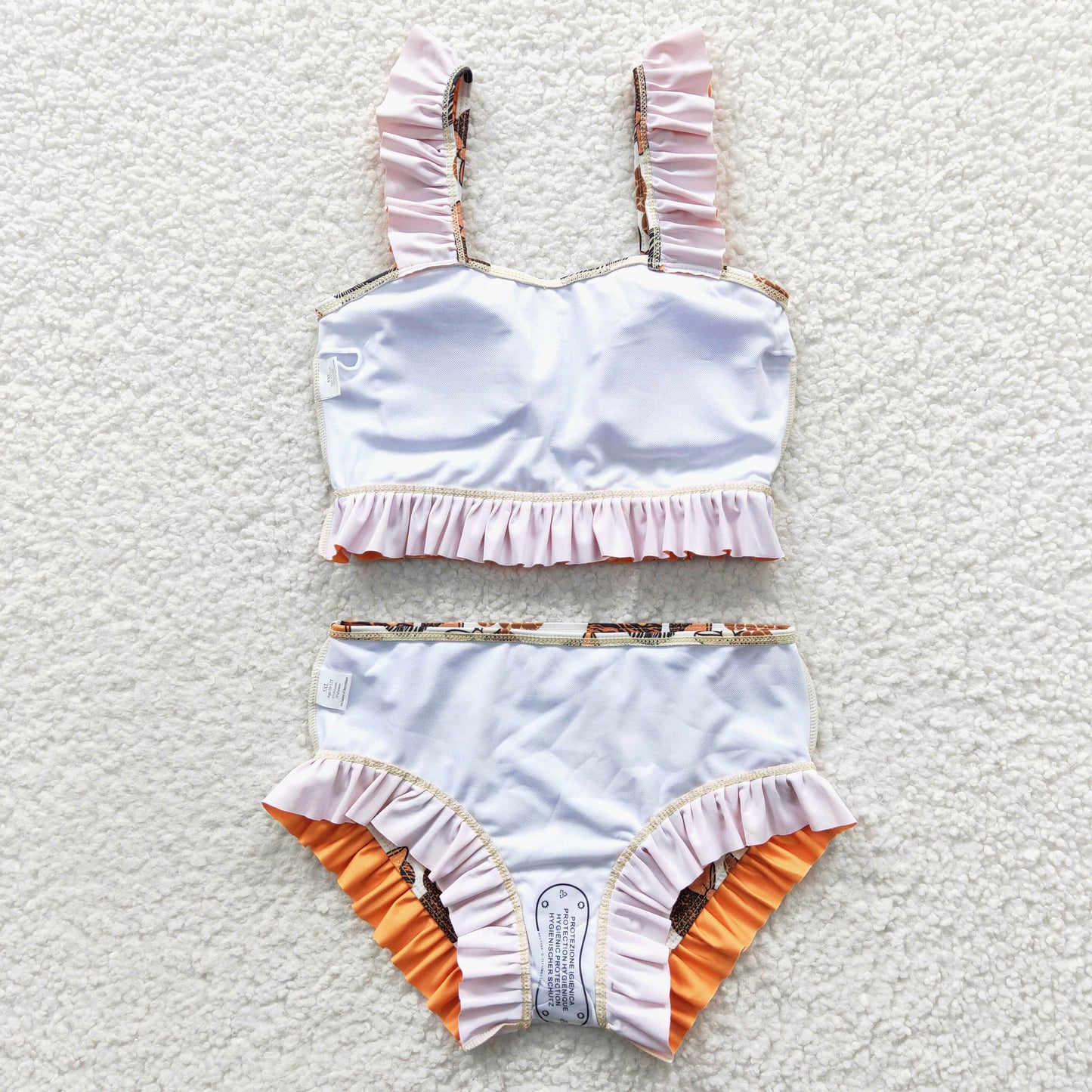 S0046 Yellow M Cartoon Leopard Girls Swimming Bathing Suits Swimsuits