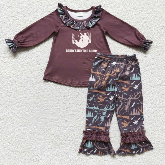 promotion RTS GLP0303 Brown Green Camo Daddy Hunting Buddy Leaf Leaves Girls Long Sleeve Pants Outfits