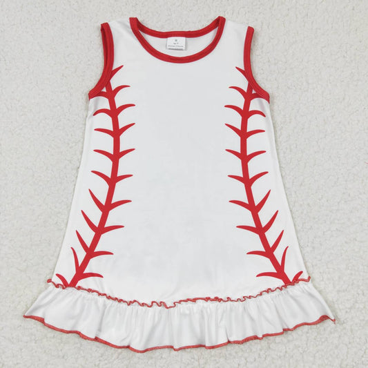 promotion RTS GSD0295 Red White Softball Girls Short Sleeve Dresses