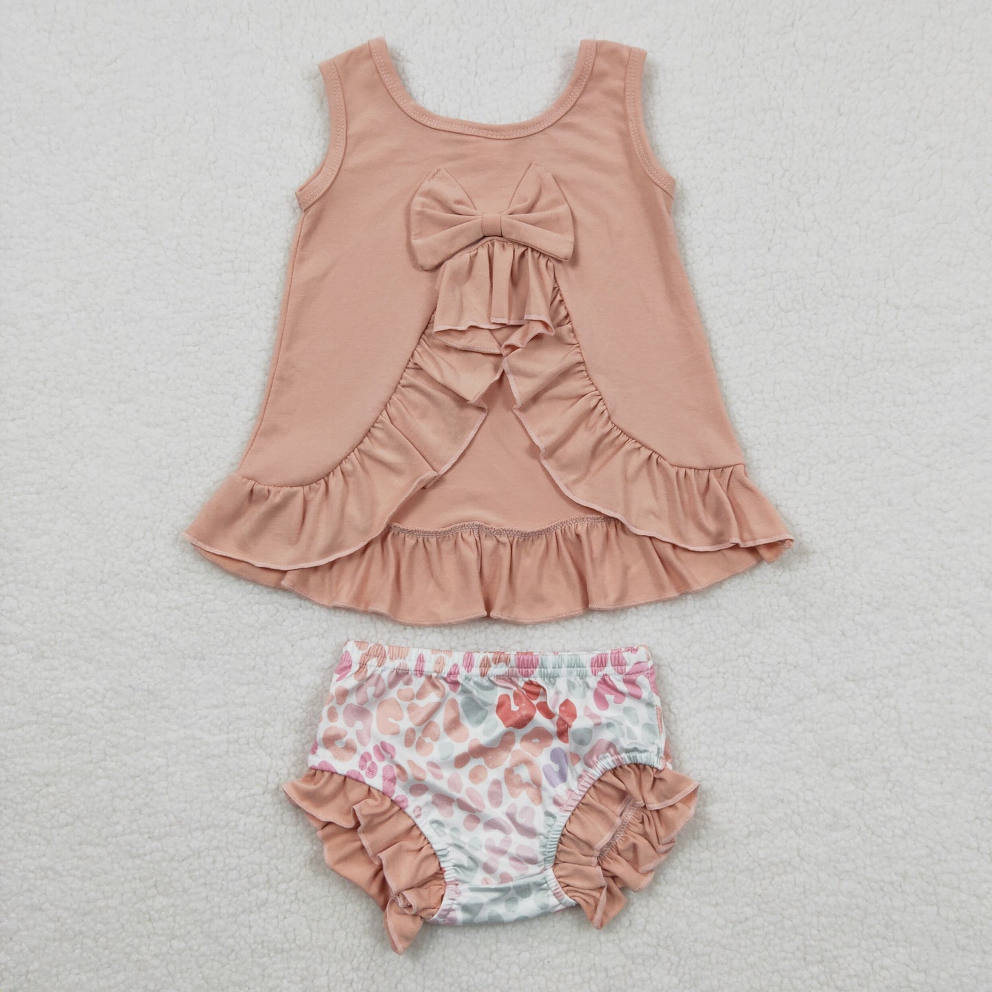GBO0122 Pink Leopard Girls Sleeveless Bummies Outfits