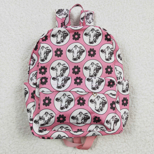BA0035 Pink Highland Cow Western Boots Print Little Bag Bagpack