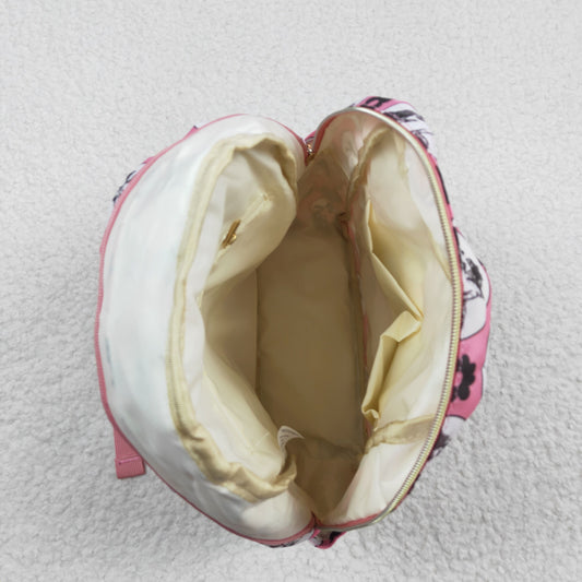 BA0035 Pink Highland Cow Western Boots Print Little Bag Bagpack