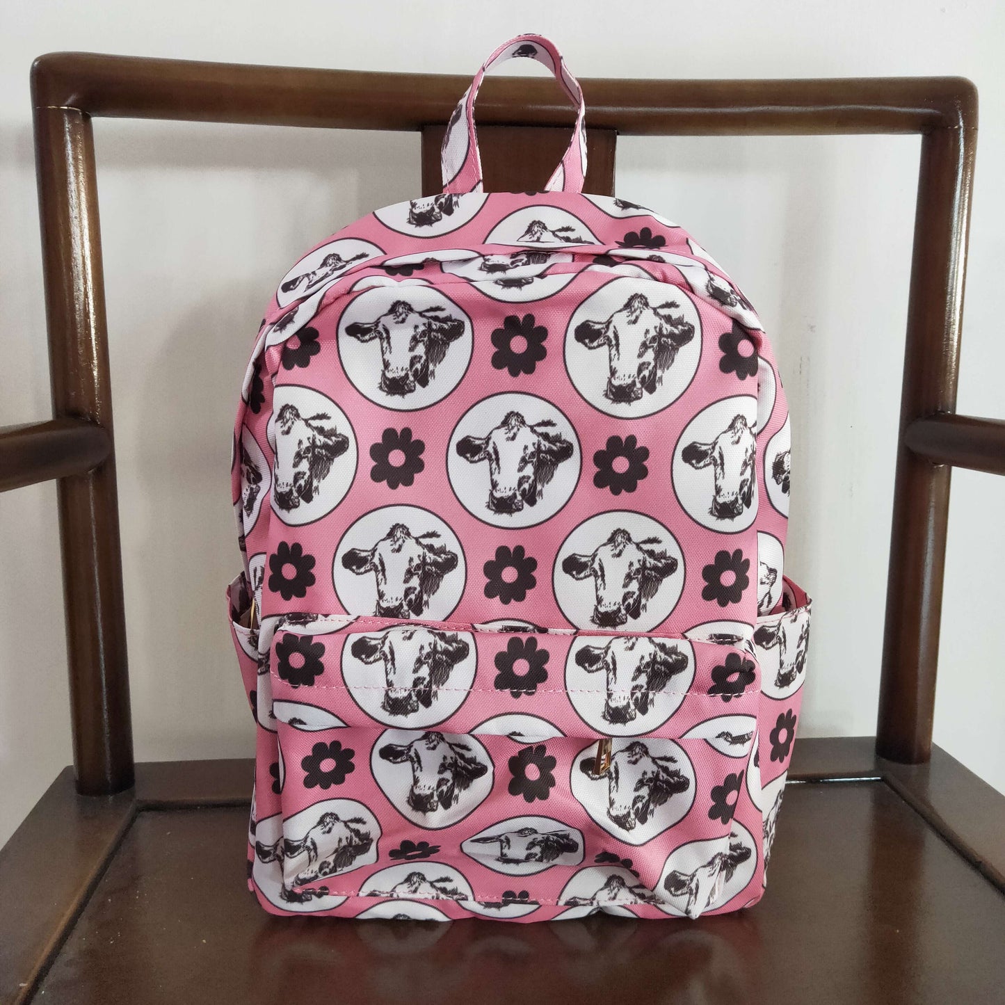 BA0035 Pink Highland Cow Western Boots Print Little Bag Bagpack