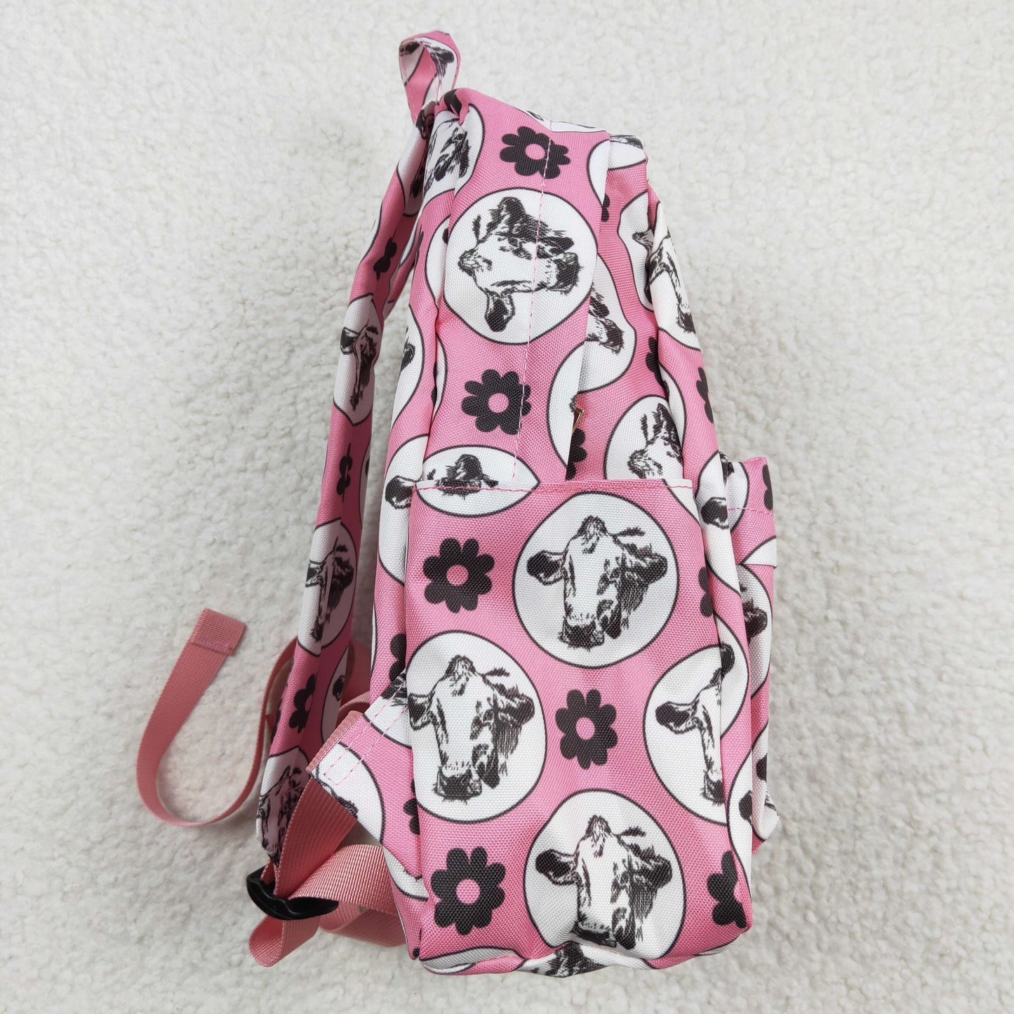 BA0035 Pink Highland Cow Western Boots Print Little Bag Bagpack