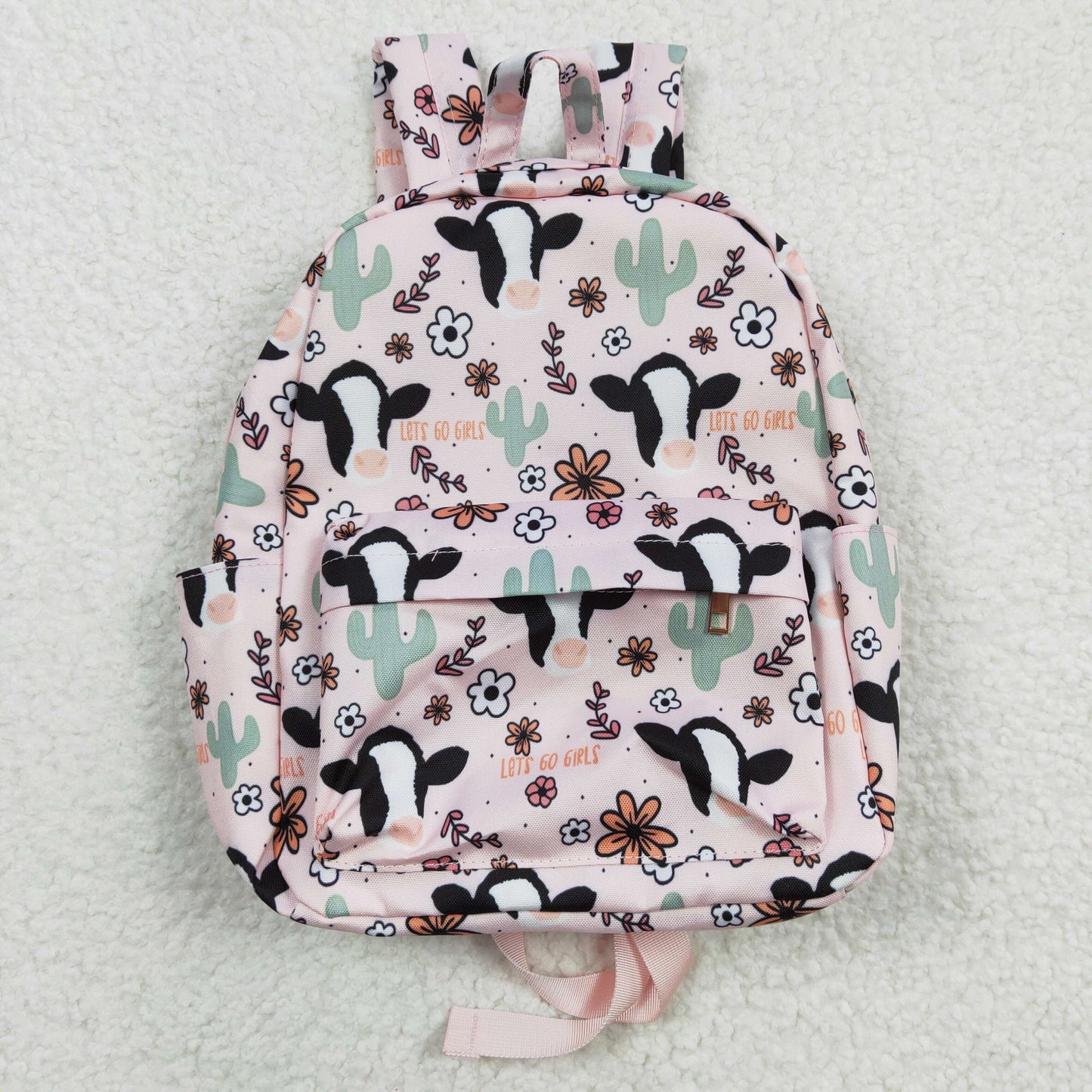 BA0036 Pink Highland Cow Western Boots Print Little Bag Bagpack
