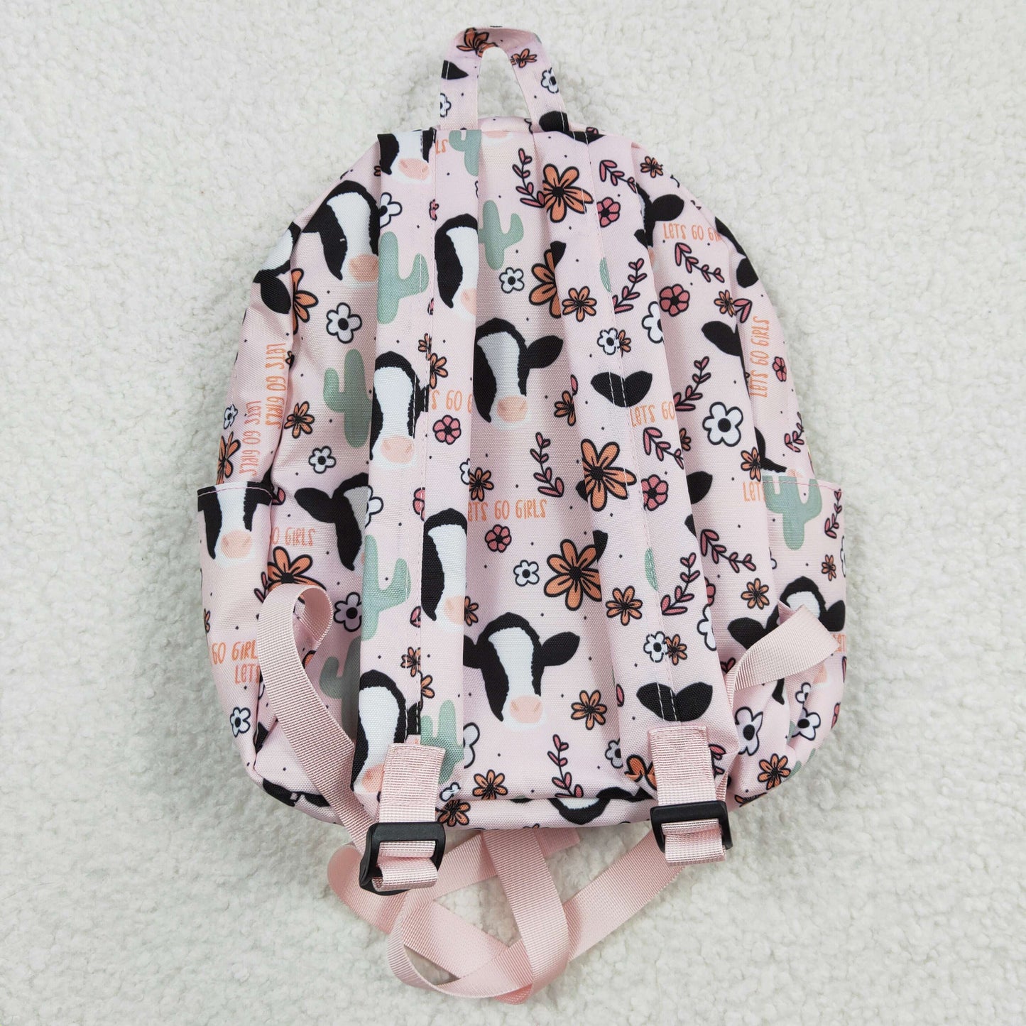 BA0036 Pink Highland Cow Western Boots Print Little Bag Bagpack