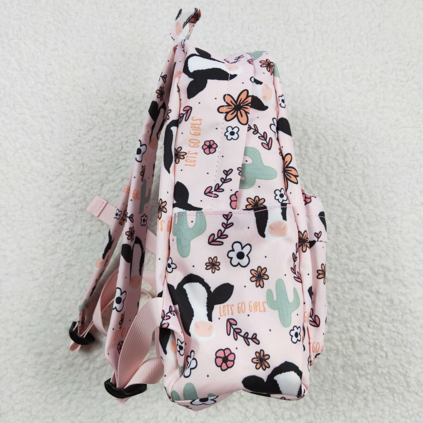 BA0036 Pink Highland Cow Western Boots Print Little Bag Bagpack