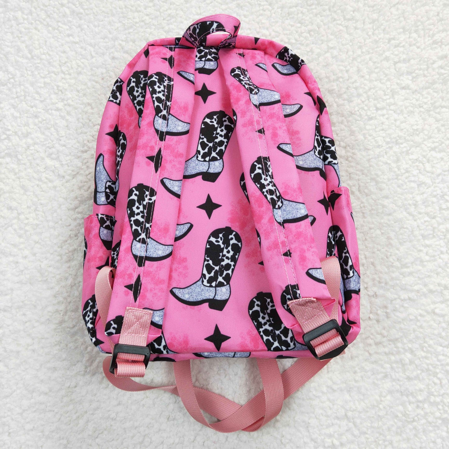 BA0037 Pink Cowboy Western Boots Print Little Bag Bagpack