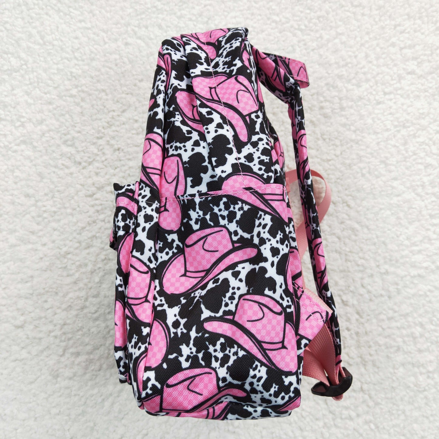 BA0038 Pink Cowboy Western Hat Print Little Bag Bagpack