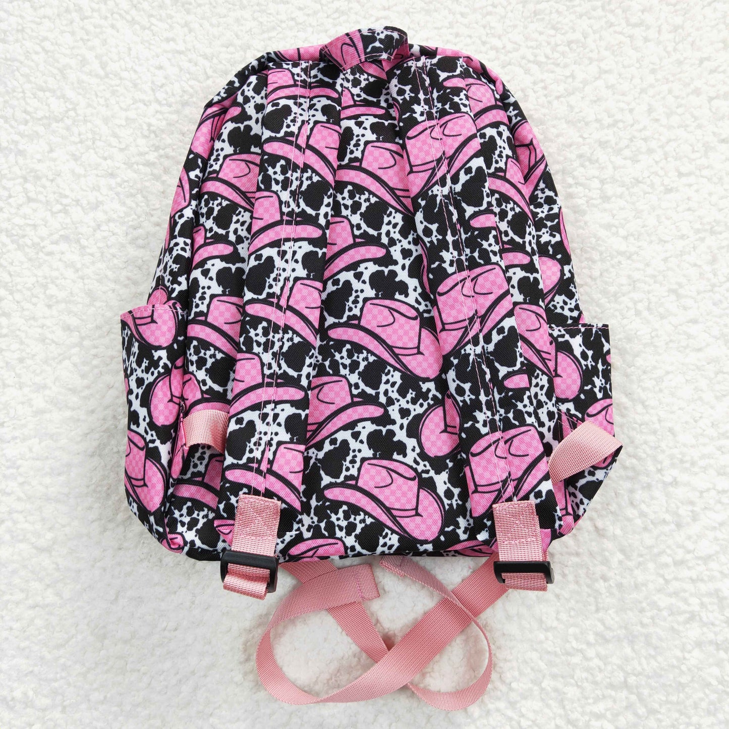 BA0038 Pink Cowboy Western Hat Print Little Bag Bagpack