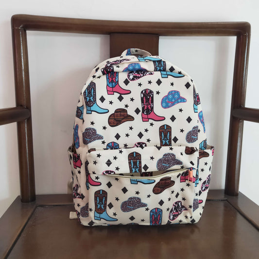 BA0045 Cowboy Boots Western Print Little Bag Bagpack