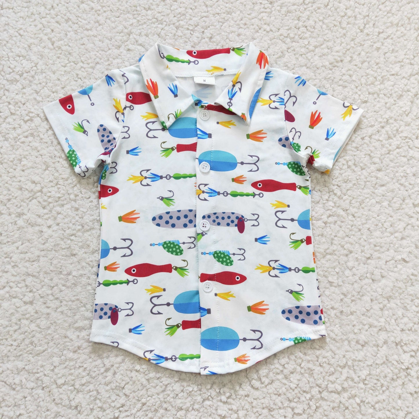 BT0173 Fish Blue Boys Short Sleeve Top Collar T-Shirts