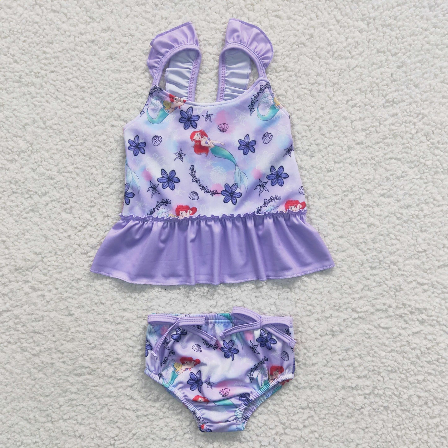 S0037 Purple Mermaid Girls Swimming Bathing Suits Swimsuits
