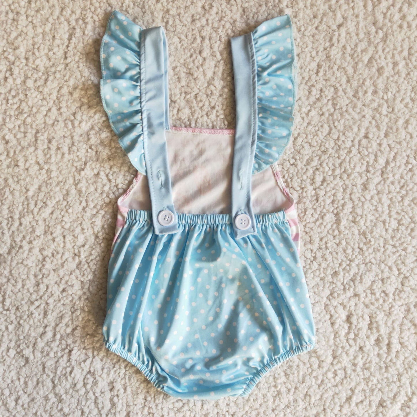 promotion RTS E11-3 Easter Rabbits Blue Pink Newborn Girls Sleeveless Romper