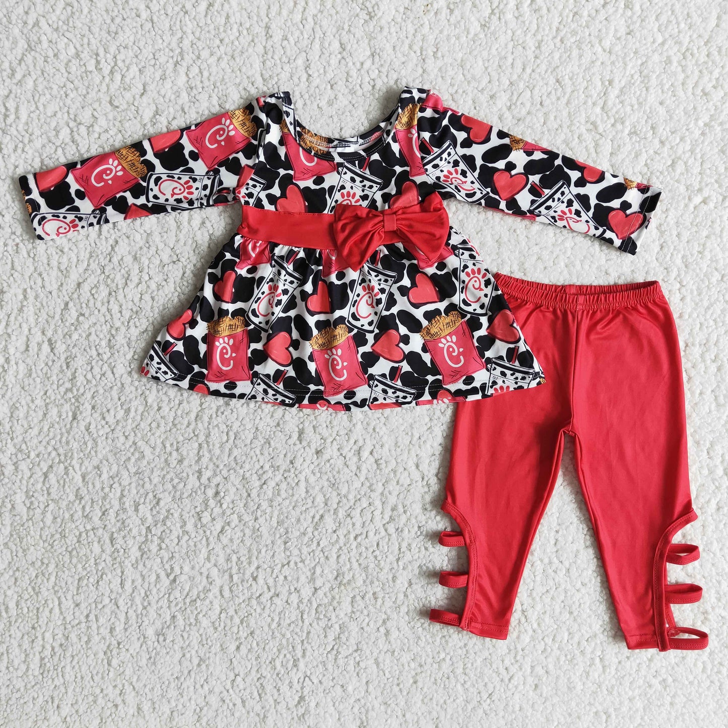 promotion Clearance 6 A25-30 Valentine Style Long Sleeve Chick Girls Crossing Pants Set