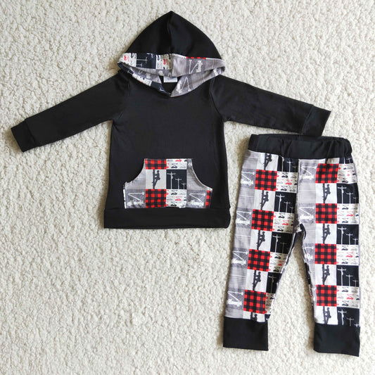 Fashion Boys Lineman Print Design Casual Hoodie Outfits