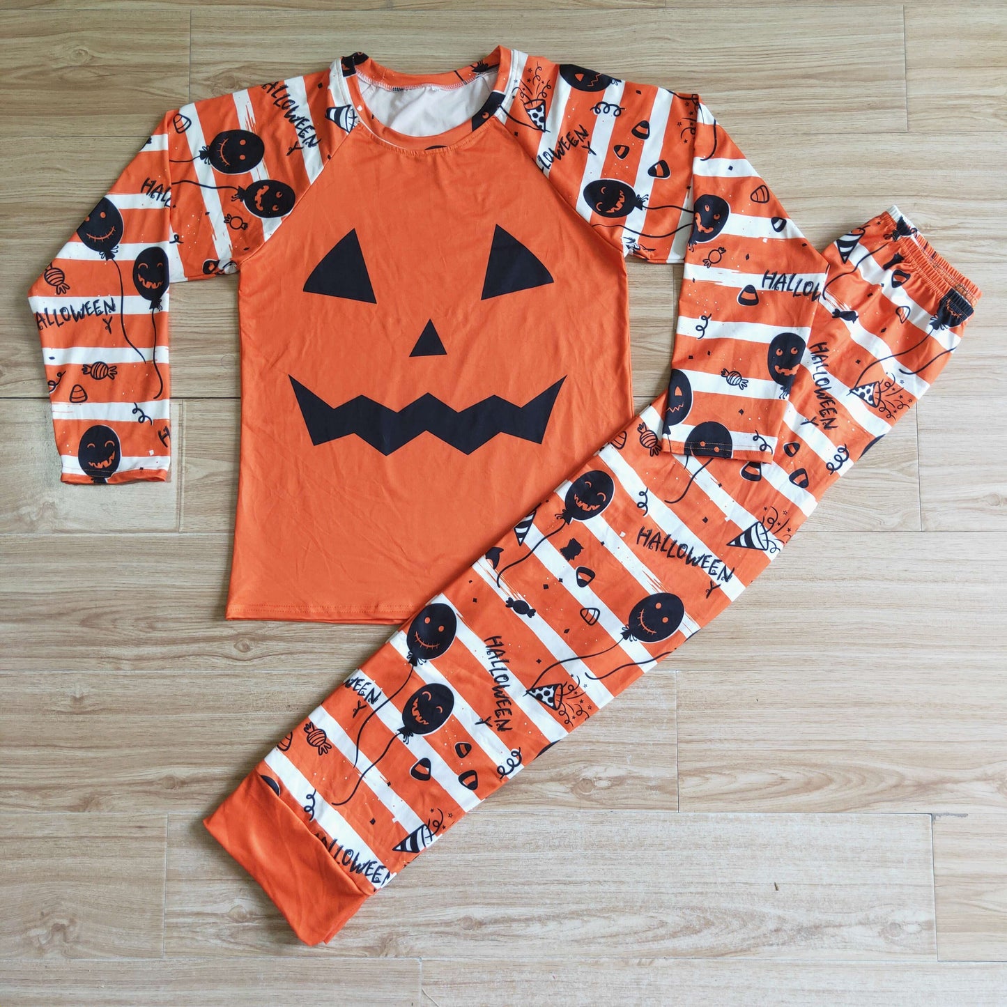BLP0021 Adult Daddy Family Halloween Pumpkin Orange Ghost Cartoon Boys Long Sleeve Pajamas