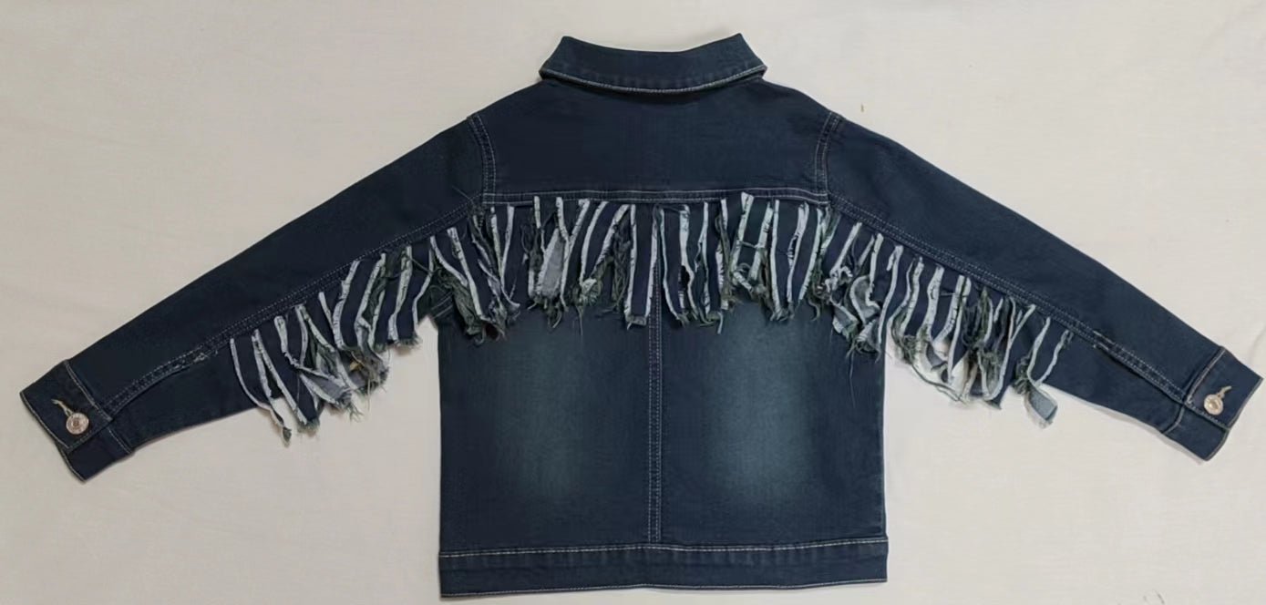 GT0149 Tassel Blue Girls Denim Jacket