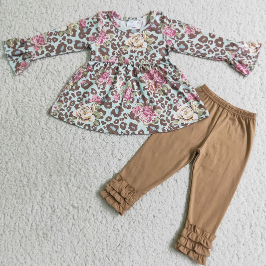 Fall Floral Leopard Print Casual Set