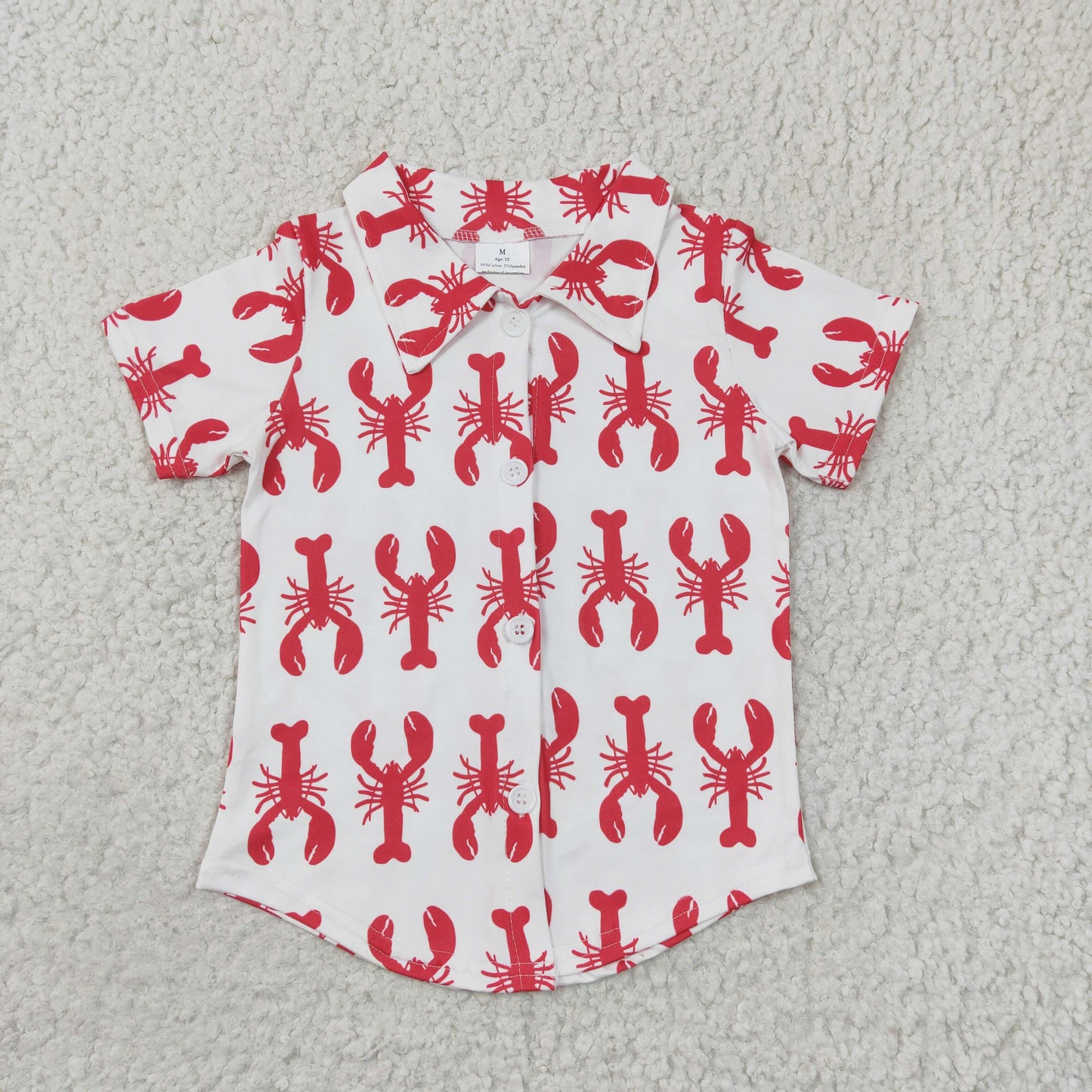 BT0161 Cray Crayfish Red Boys Short Sleeve Top Collar T-Shirts