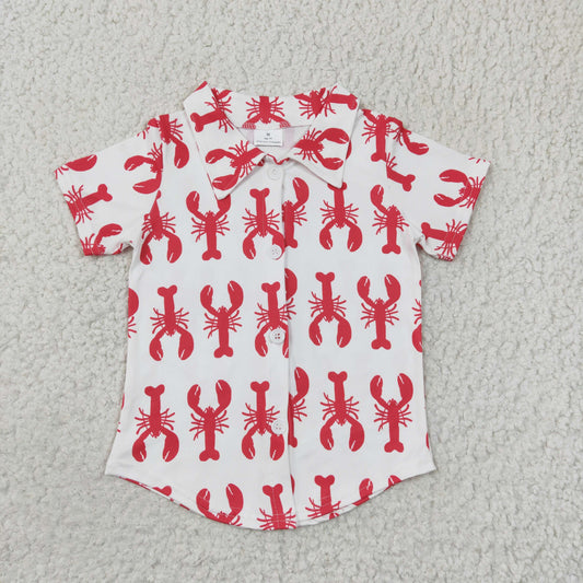 BT0161 Cray Crayfish Red Boys Short Sleeve Top Collar T-Shirts