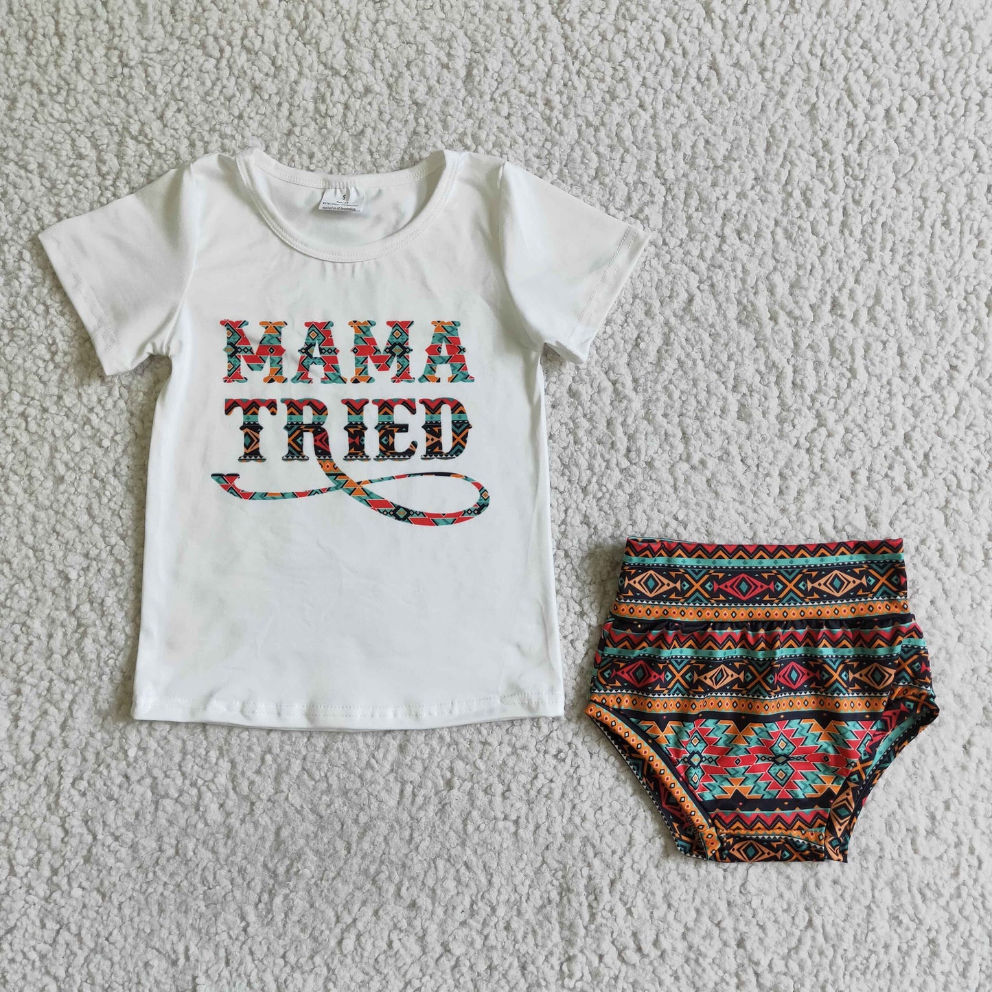 B10-22 Mama Tried Girls Short Sleeve Bummies Outfits