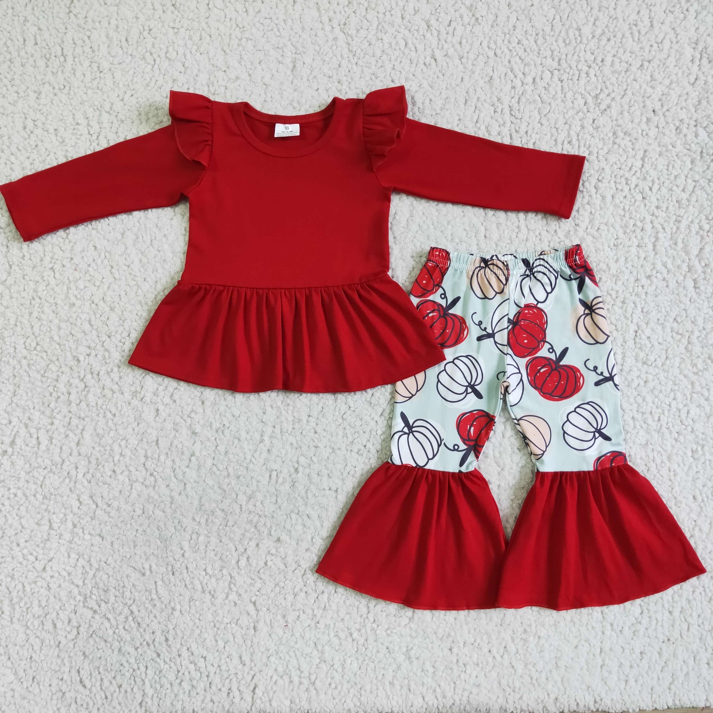 promotion RTS GLP0039 Halloween Pumpkin Red Girls Long Sleeve Bell Bottom Pants