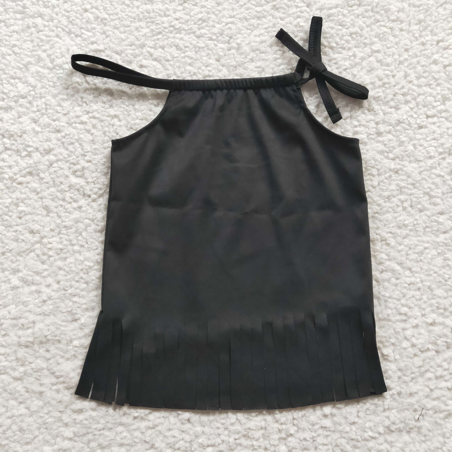 GSPO0301 2Pcs GT0088 Black Tassel Girls Sleeveless Top Top + Cow Print Pants Girls Long Sleeve Pants Outfits