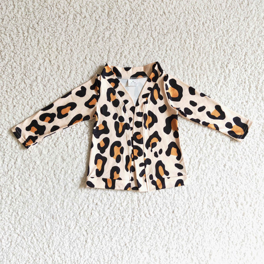 GT0038 Leopard Girls Long Sleeve Cardigan