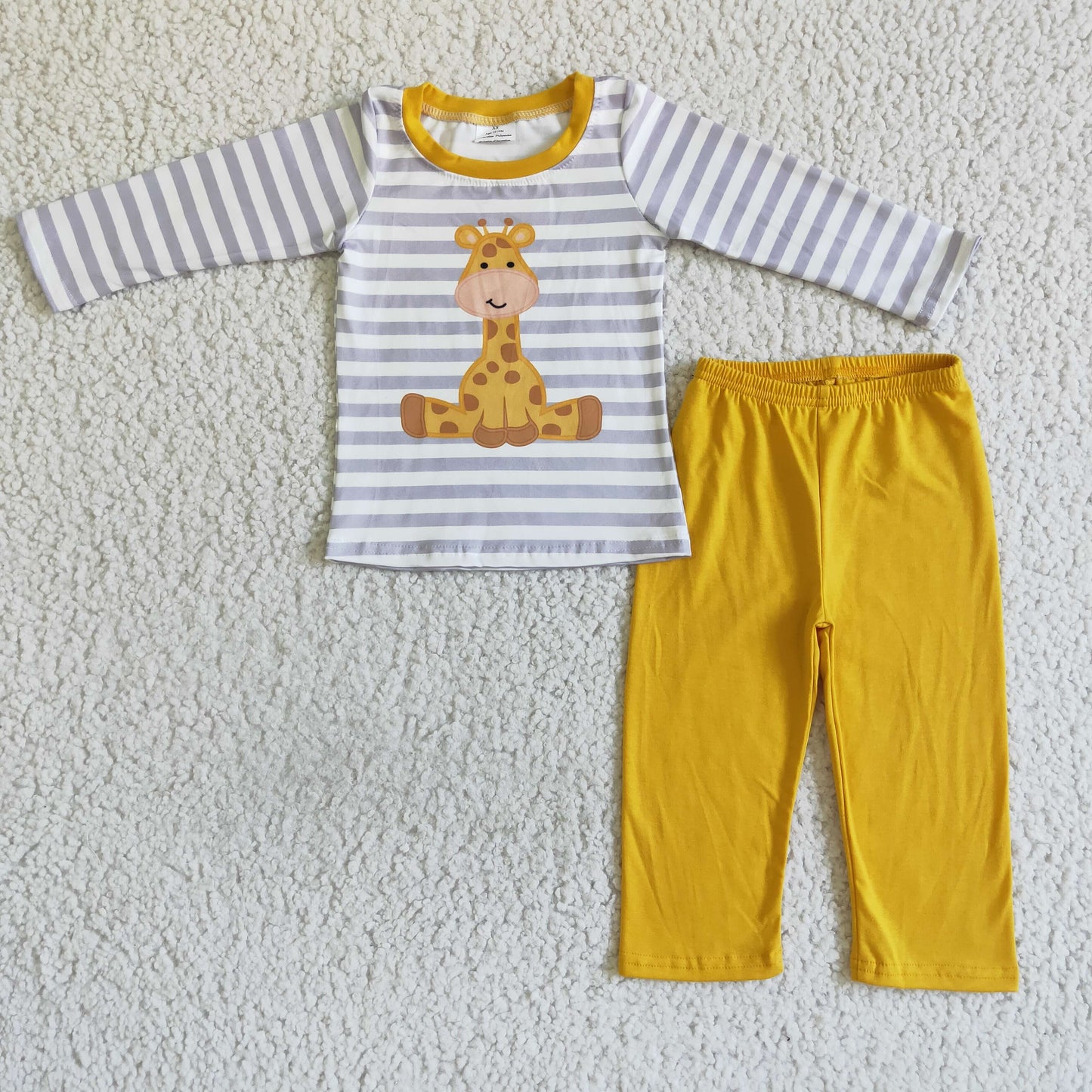 promotion RTS BLP0016 Giraffe Cartoon Yellow Boys Long Sleeve Pants Outfits