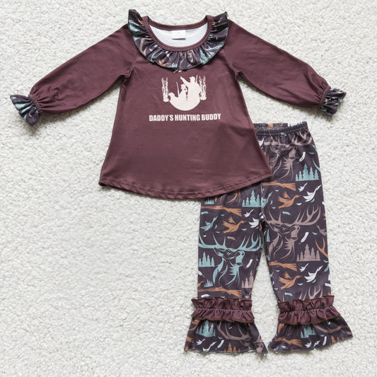promotion RTS GLP0303 Brown Green Camo Daddy Hunting Buddy Leaf Leaves Girls Long Sleeve Pants Outfits