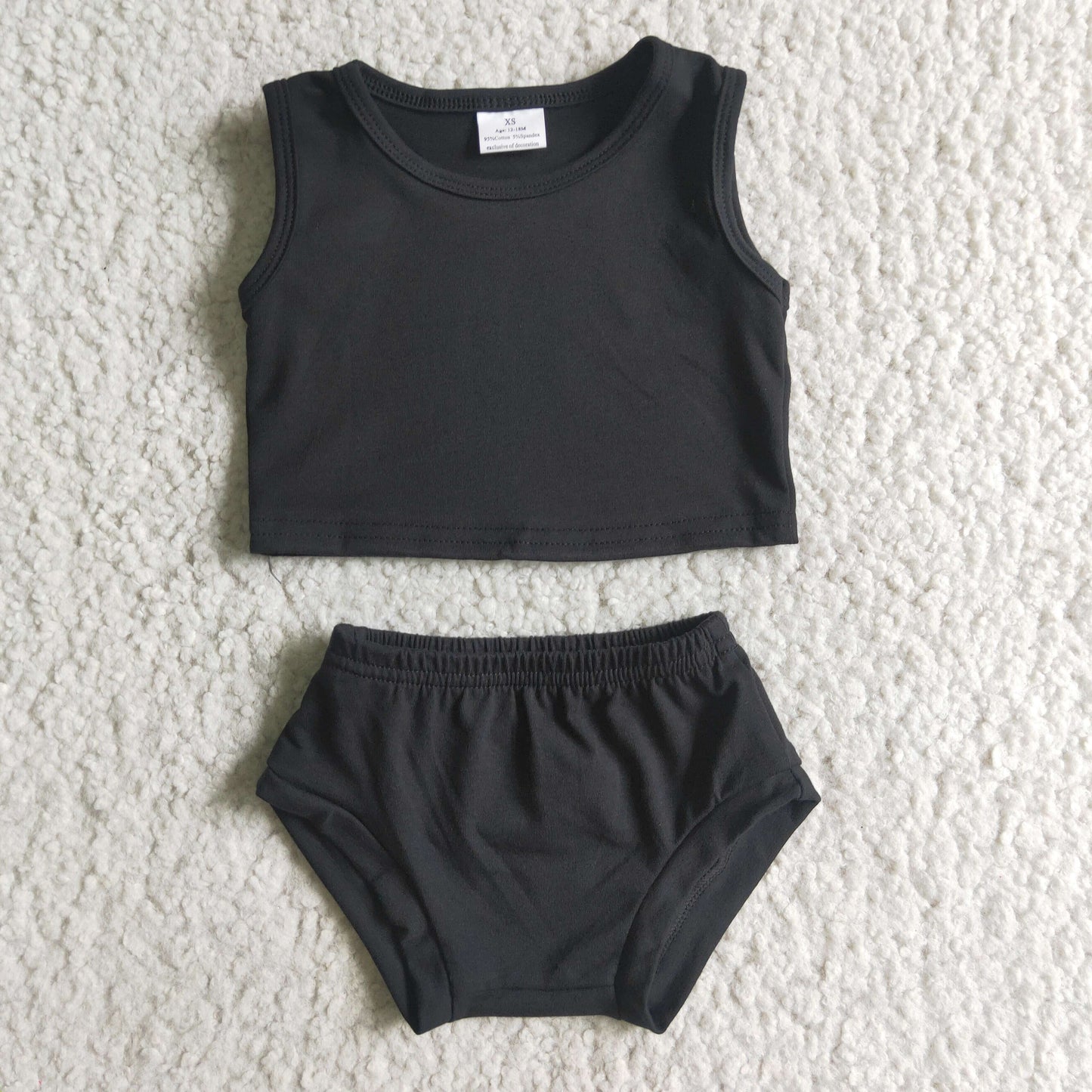 GBO0059 Black Lace Black Outfits 3pcs Girls Long Sleeve Dresses Short Sleeve Bummies Outfits