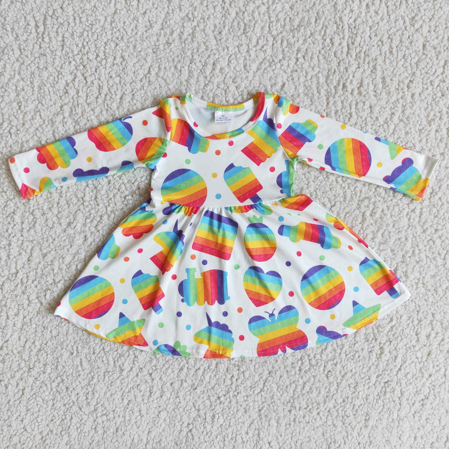 Colorful Long Sleeve Girls Fashion Dress